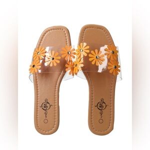 Sole Mates Orange Flower Sandals 8